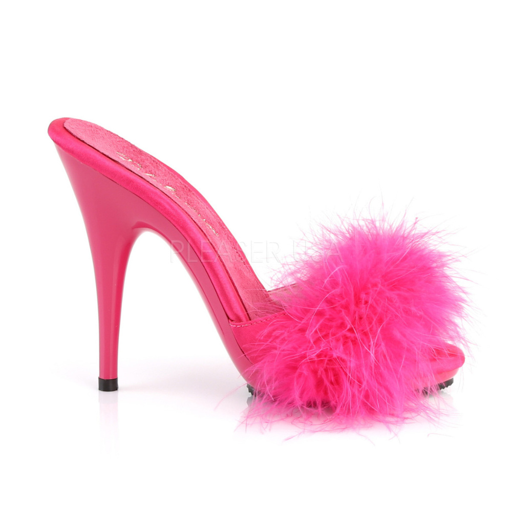 Marabou Fur High Heel Mules Shoes